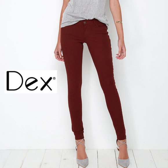 NWT DEX Jeans CO Burgundy Mid Rise Skinny Stretch Jeans Jeggings - Picture 1 of 13